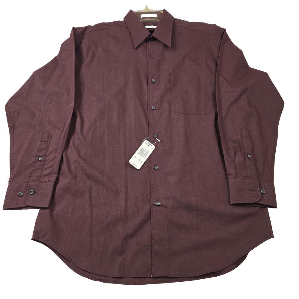 PROTOCOL Men's 15 1/2 33/34 Maroon Dress Shirt  Long Sleeve NWT